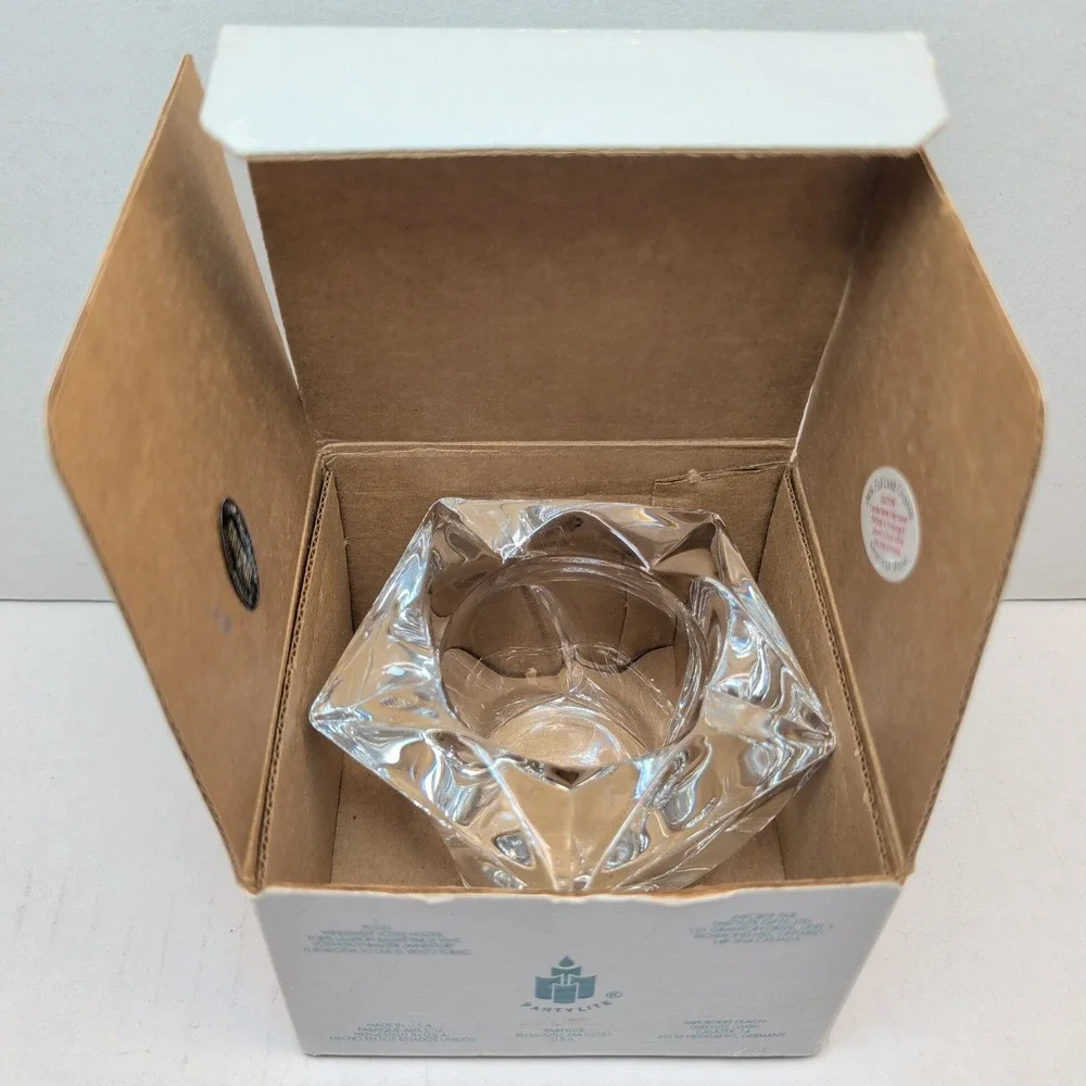 PartyLite Windswept Votive Holder P0103 24% Full Lead Crystal American Made Box - Picture 9 of 12
